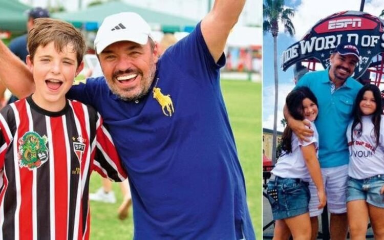 Gugu e seus filhos Jo&atilde;o Augusto, Marina e Sofia
